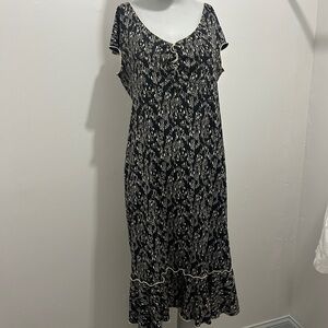 Studio M Black Abstract Print Ruffle Dress Size S